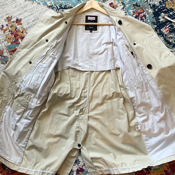 HUNTER LEATHER BUCKLE TRENCH COAT MEDIUM Double Breasted Raincoat Long J… - Picture 12 of 13